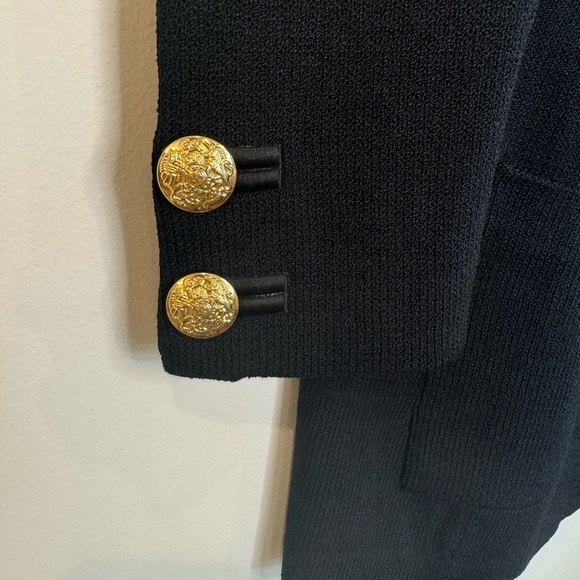 St John Collection Jacket Long Line Black Gold Button sz Large - Picture 3 of 6